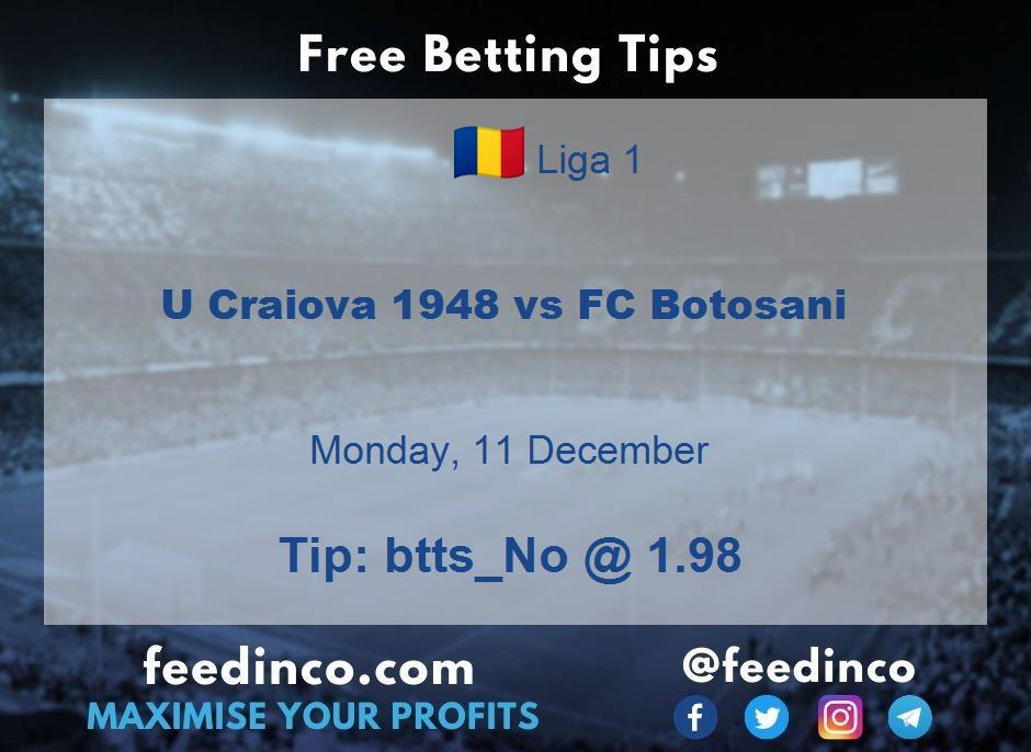 U Craiova 1948 vs FC Botosani Prediction