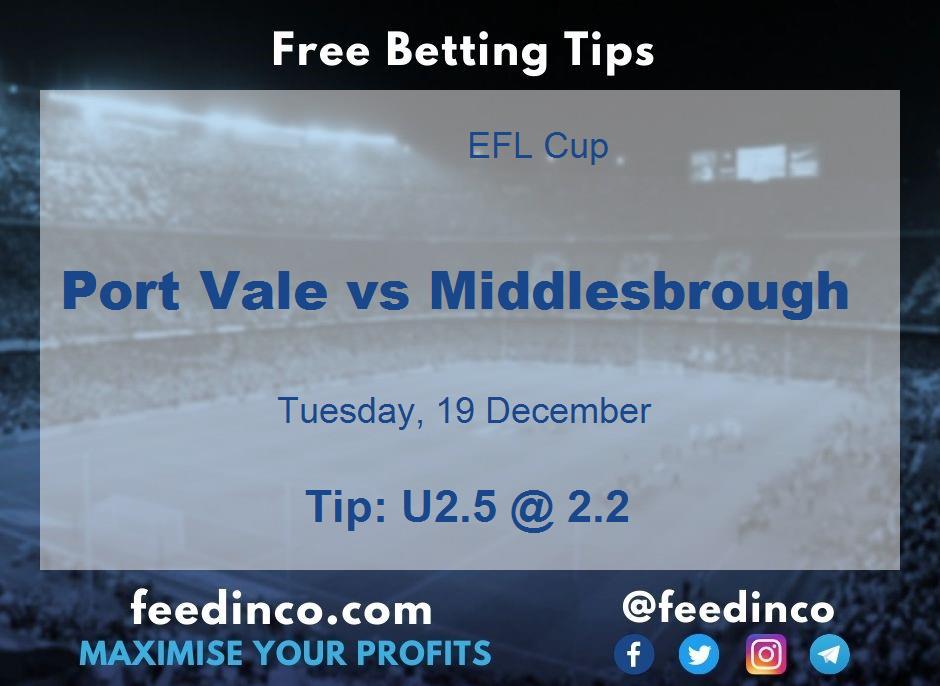 Port Vale vs Middlesbrough Prediction