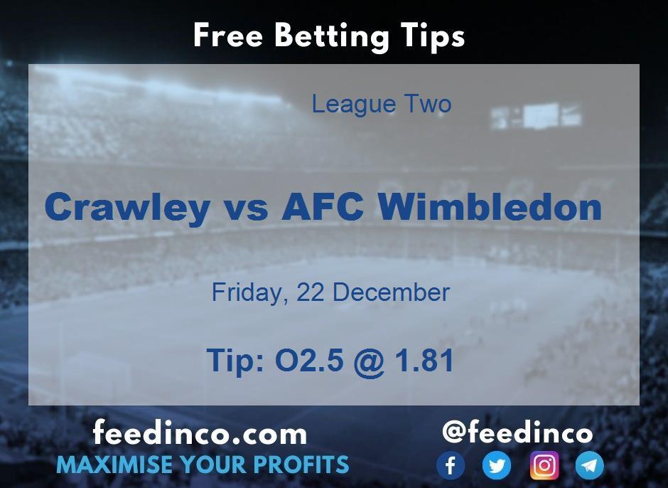 Crawley vs AFC Wimbledon Prediction