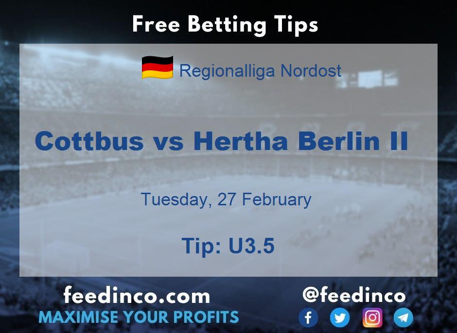 Cottbus vs Hertha Berlin II Prediction