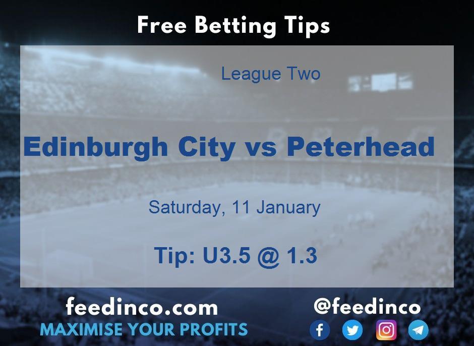 Edinburgh City vs Peterhead Prediction Edinburgh City vs Peterhead Prediction