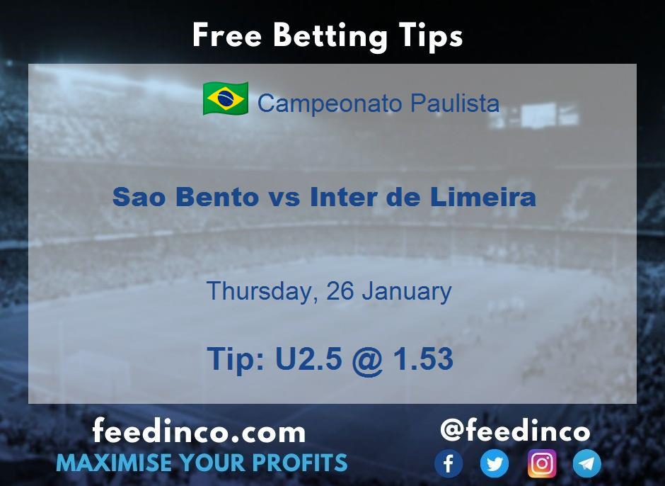 Sao Bento vs Inter de Limeira Prediction Sao Bento vs Inter de Limeira Prediction