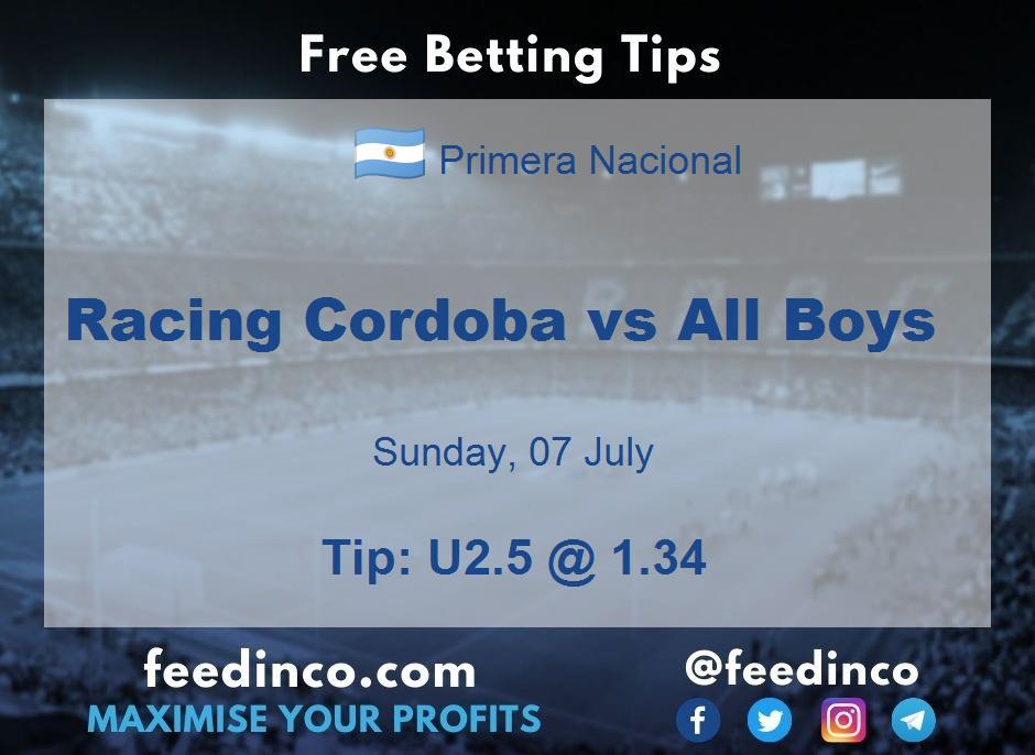 Racing Cordoba vs All Boys Prediction