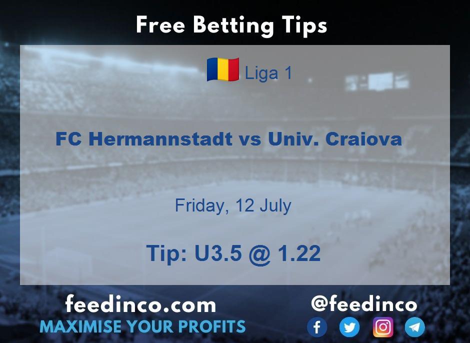 FC Hermannstadt vs Univ. Craiova Prediction