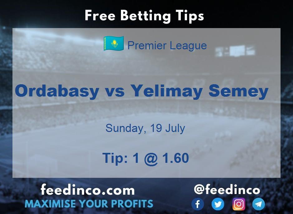 Ordabasy vs Yelimay Semey Prediction Ordabasy vs Yelimay Semey Prediction
