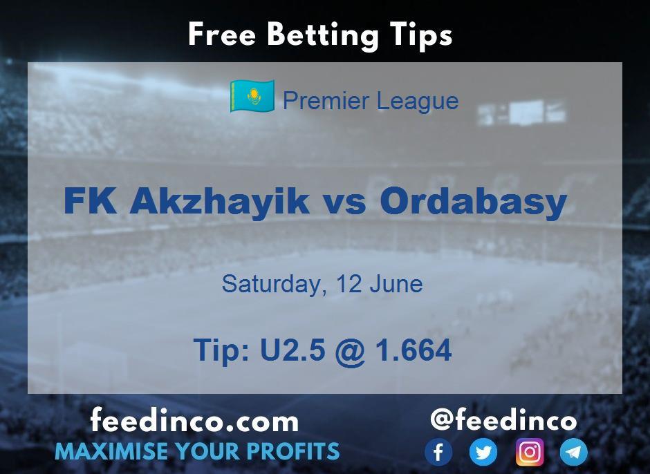 FK Akzhayik vs Ordabasy Prediction FK Akzhayik vs Ordabasy Prediction
