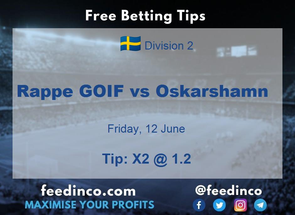 Rappe GOIF vs Oskarshamn Prediction Rappe GOIF vs Oskarshamn Prediction