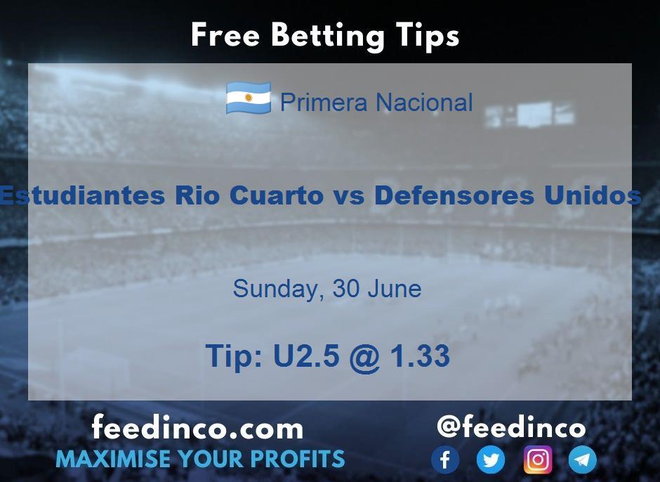 Estudiantes Rio Cuarto vs Defensores Unidos Prediction