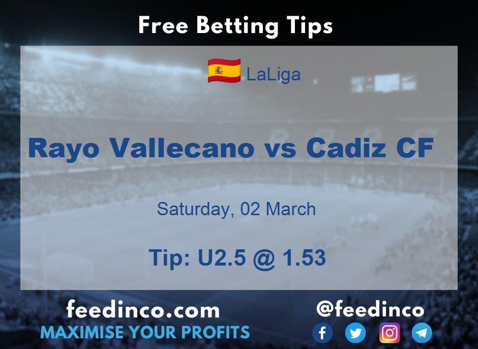 Rayo Vallecano vs Cadiz CF Prediction