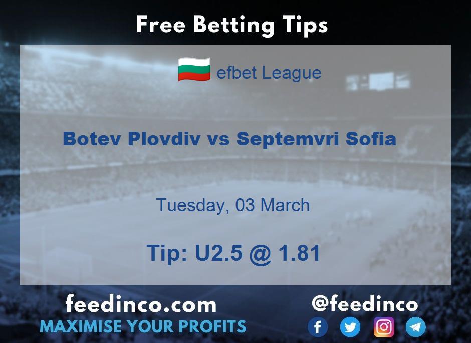 Botev Plovdiv vs Septemvri Sofia Prediction
