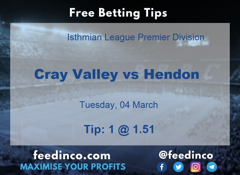 Cray Valley vs Hendon Prediction