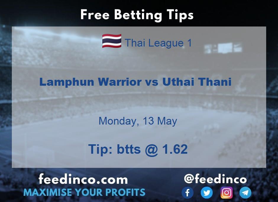 Lamphun Warrior vs Uthai Thani Prediction