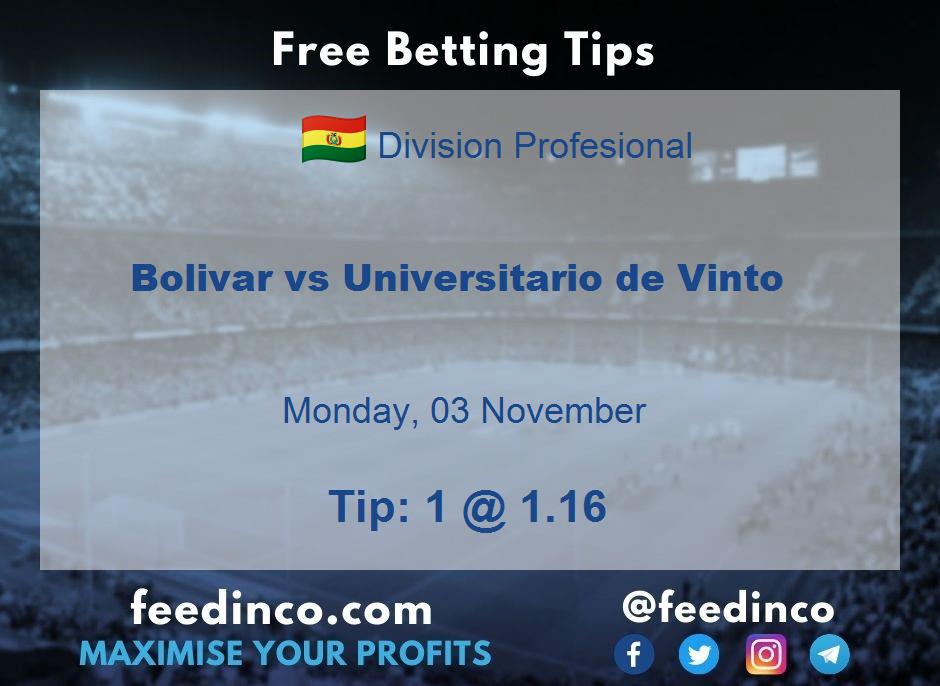Bolivar vs Universitario de Vinto Prediction