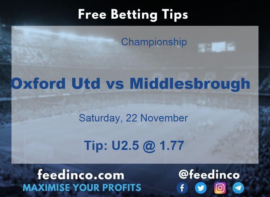 Oxford Utd vs Middlesbrough Prediction Oxford Utd vs Middlesbrough Prediction