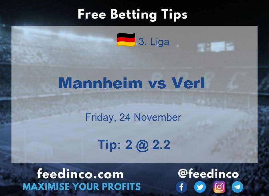 Mannheim vs Verl Prediction Mannheim vs Verl Prediction