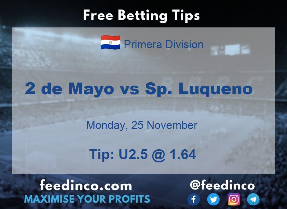 2 de Mayo vs Sp. Luqueno Prediction