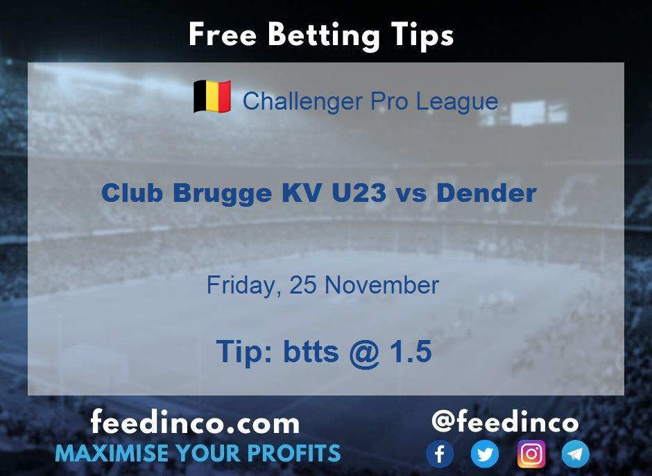 Club Brugge KV U23 vs Dender Prediction