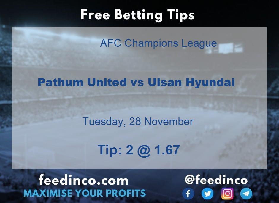 Pathum United vs Ulsan Hyundai Prediction