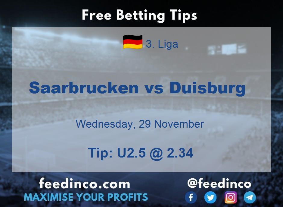 Saarbrucken vs Duisburg Prediction