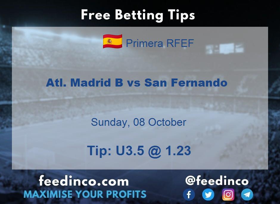 Atl. Madrid B vs San Fernando Prediction Atl. Madrid B vs San Fernando Prediction
