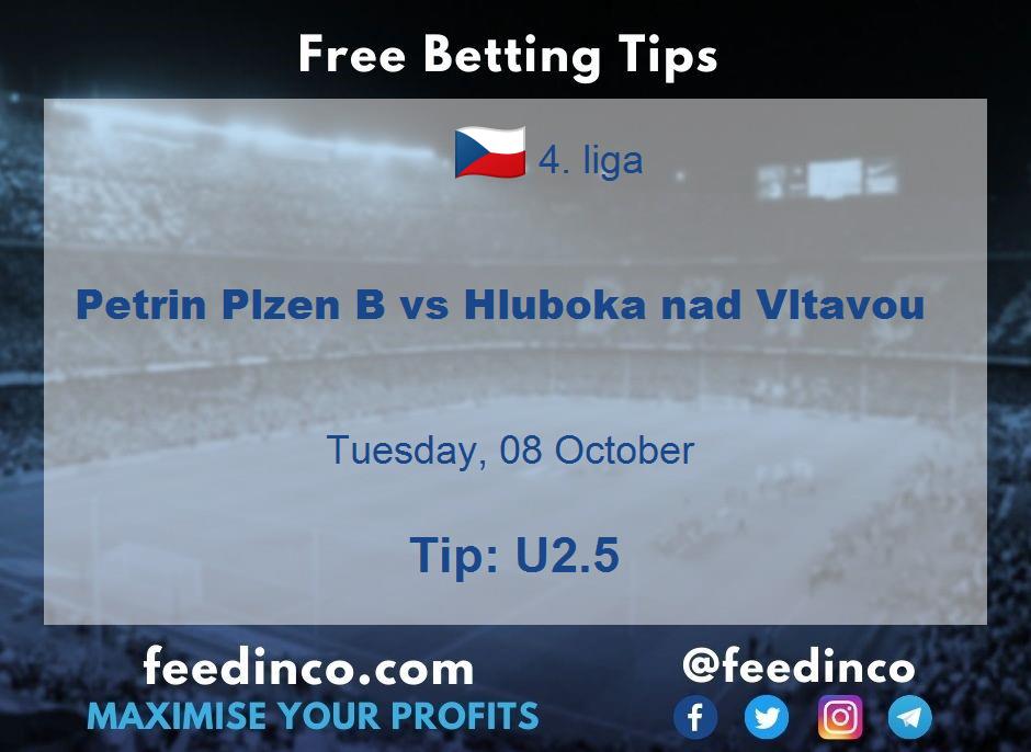 Petrin Plzen B vs Hluboka nad Vltavou Prediction Petrin Plzen B vs Hluboka nad Vltavou Prediction