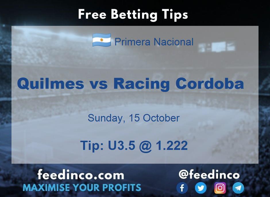 Quilmes vs Racing Cordoba Prediction