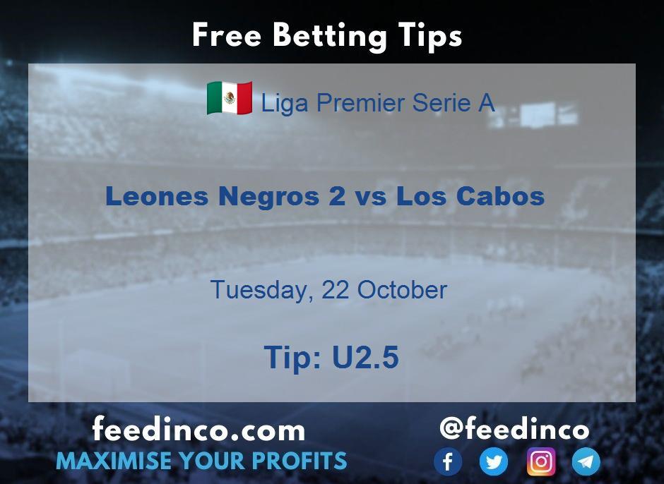 Leones Negros 2 vs Los Cabos Prediction