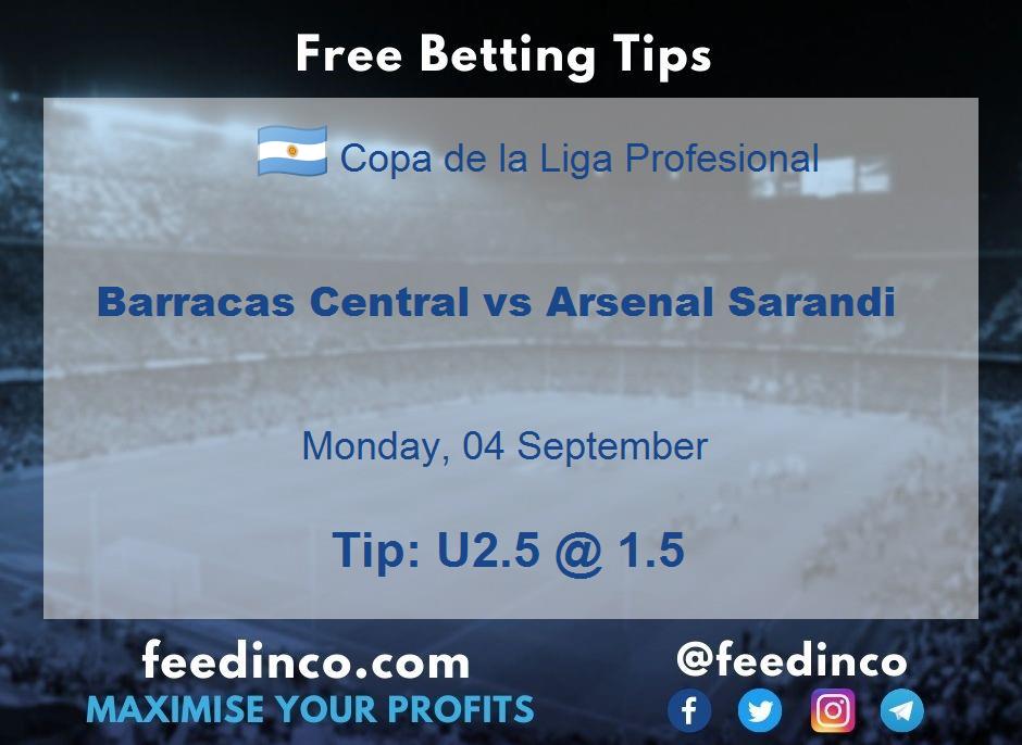 Barracas Central vs Arsenal Sarandi Prediction