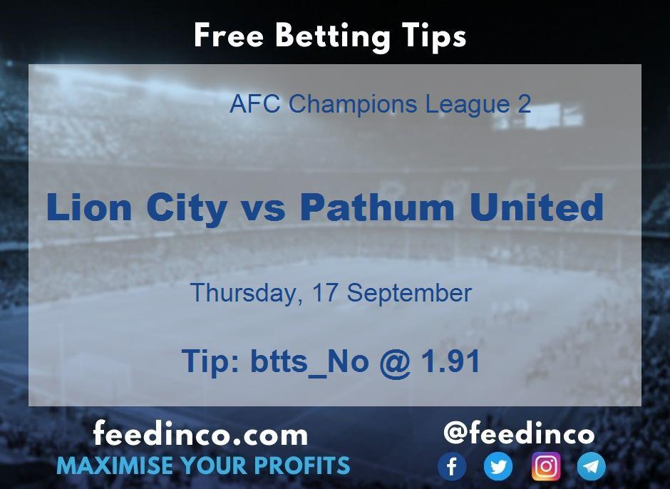 Lion City vs Pathum United Prediction Lion City vs Pathum United Prediction