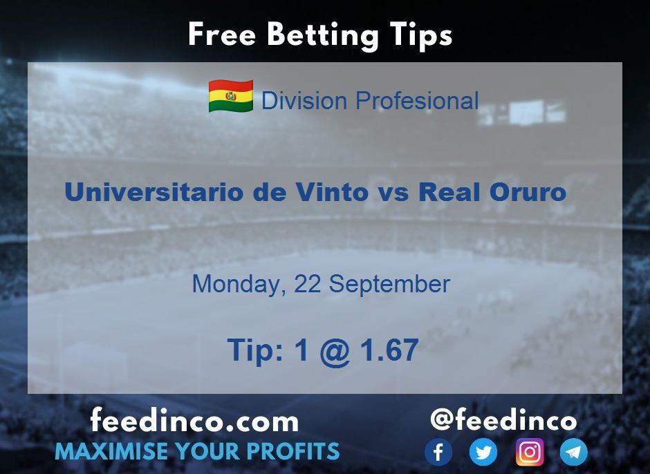 Universitario de Vinto vs Real Oruro Prediction