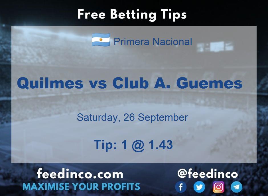 Quilmes vs Club A. Guemes Prediction Quilmes vs Club A. Guemes Prediction