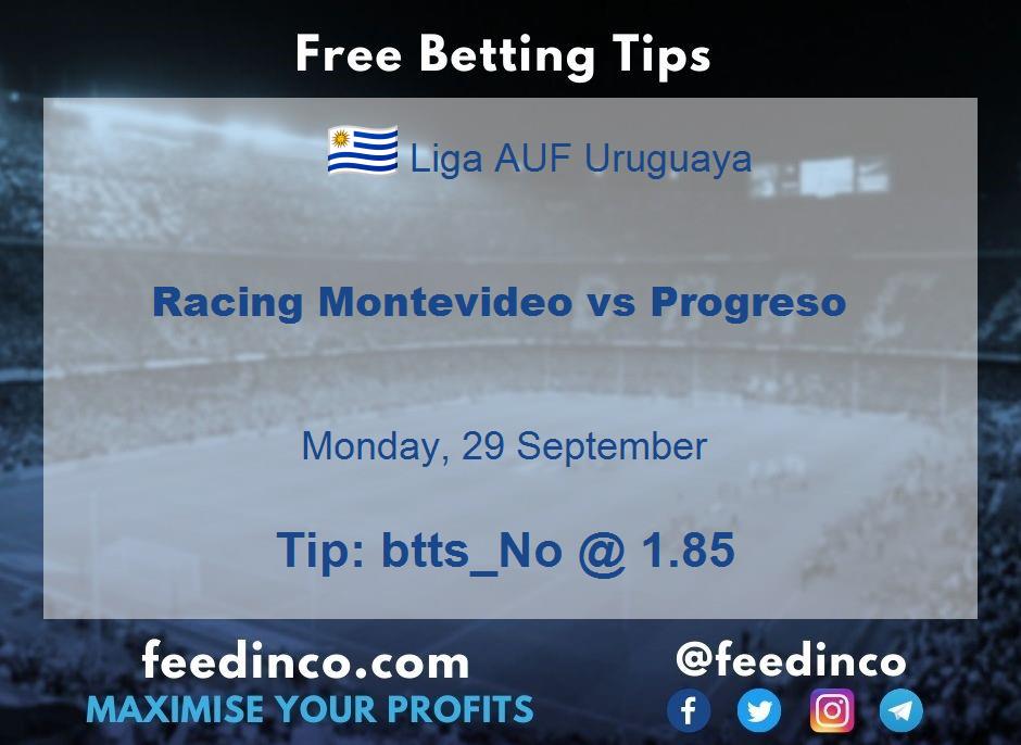 Racing Montevideo vs Progreso Prediction