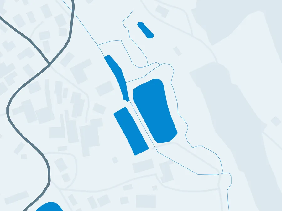 Kartenillustration der Umgebung von Forellensee & Angelweiher Rost