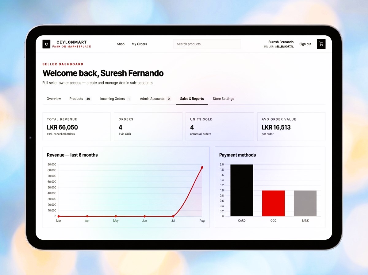Seller Dashboard & Sales Reports