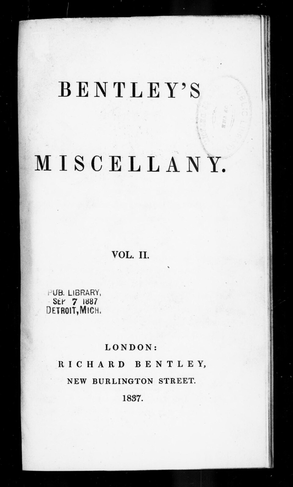 Bentley's Miscellany, Vol. II