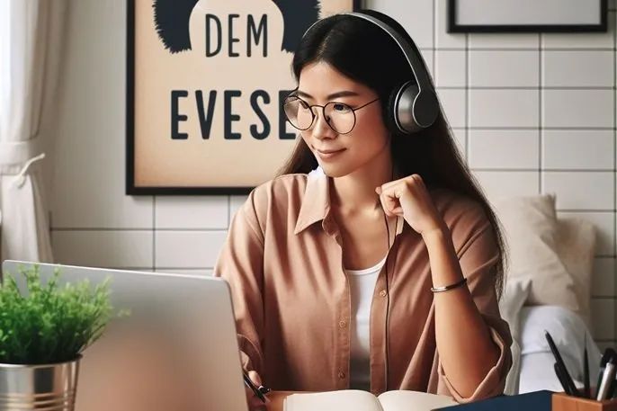 Persona trabajando enfocada en su escritorio aplicando la técnica pomodoro para evitar la procrastinación y el estrés laboral.