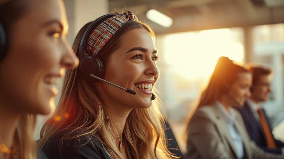 Teleoperador aplicando inteligencia emocional y empatía para gestionar una llamada difícil en el servicio de atención al cliente.