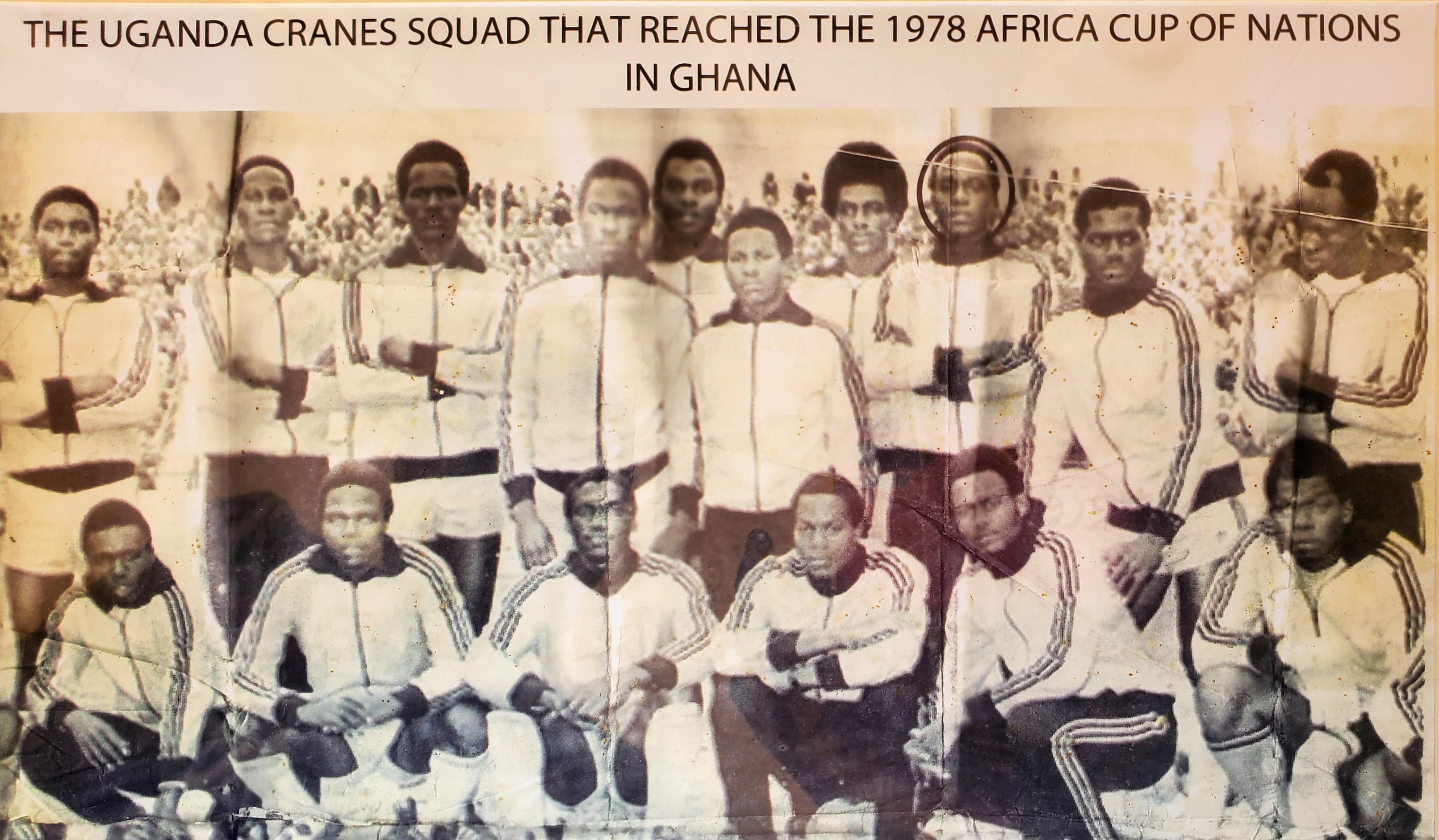 Omondi, Mayanja, Kirunda, Nsereko, Mugerwa, Kalanzi, Kabaireho, Tom Lwanga, Kulabigo, Baguma Edward, Ayeko, Ramathan Ssemwanga, Baker, Matovu, Rukidi. 1978 AFCON in Ghana