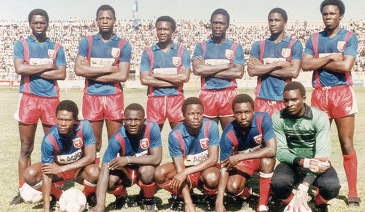 SC Villa double-winning squad of 1986 dominates their all-time best XI: Back row (L-R): Sula Kato Paul Hasule, Rogers Nsubuga, George Otto, Yusuf Sonko and Godfrey Kateregga. Front row (L-R): Geoffrey Higenyi, Magid Musisi, Twaha Kivumbi, Sam Mubiru and Eddie Nassamba. UAH photo.