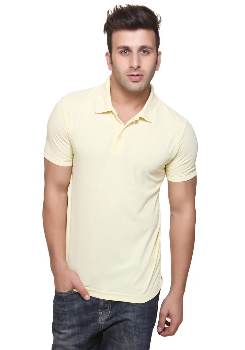 T-Shirts / Polo Collar / Honeycomb / Pastel Yellow