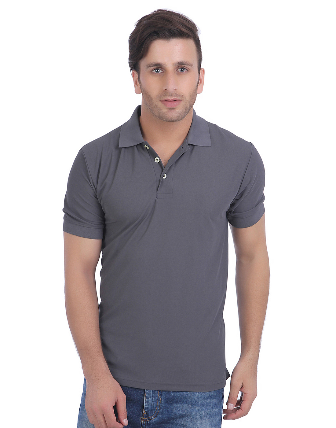 T-Shirts / Polo Collar / Honeycomb / Gargoyle Grey