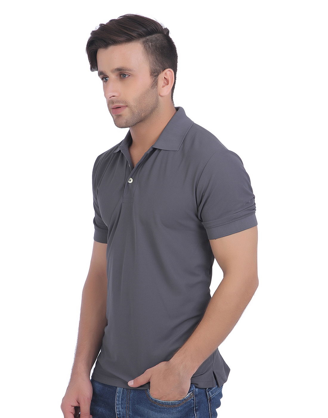 T-Shirts / Polo Collar / Honeycomb / Gargoyle Grey - 2