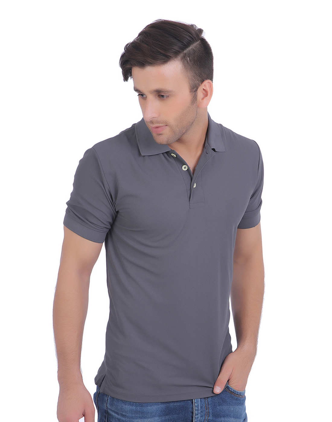 T-Shirts / Polo Collar / Honeycomb / Gargoyle Grey - 4