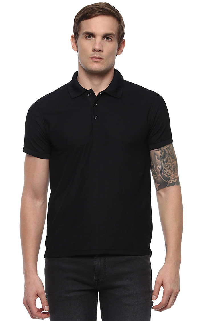 T-Shirts / Polo Collar / Honeycomb / Black