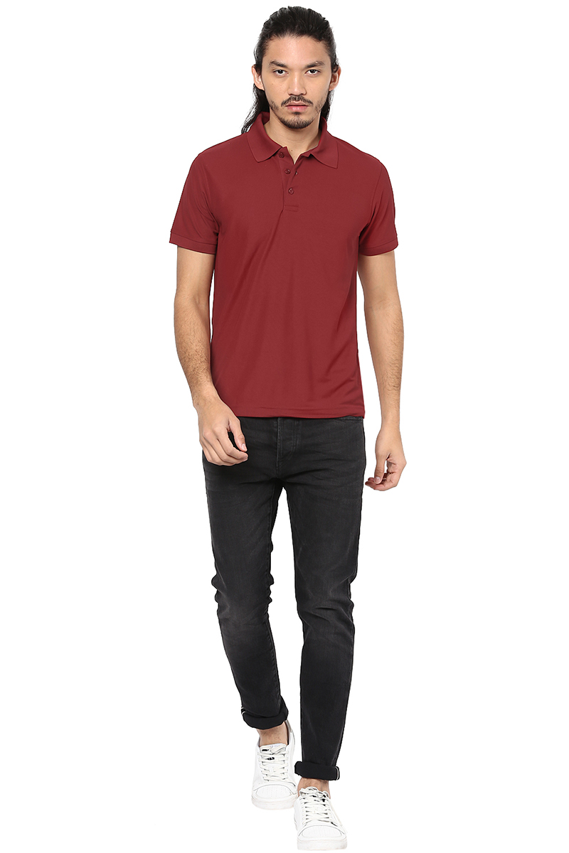 T-Shirts / Polo Collar / Honeycomb / Maroon - 5