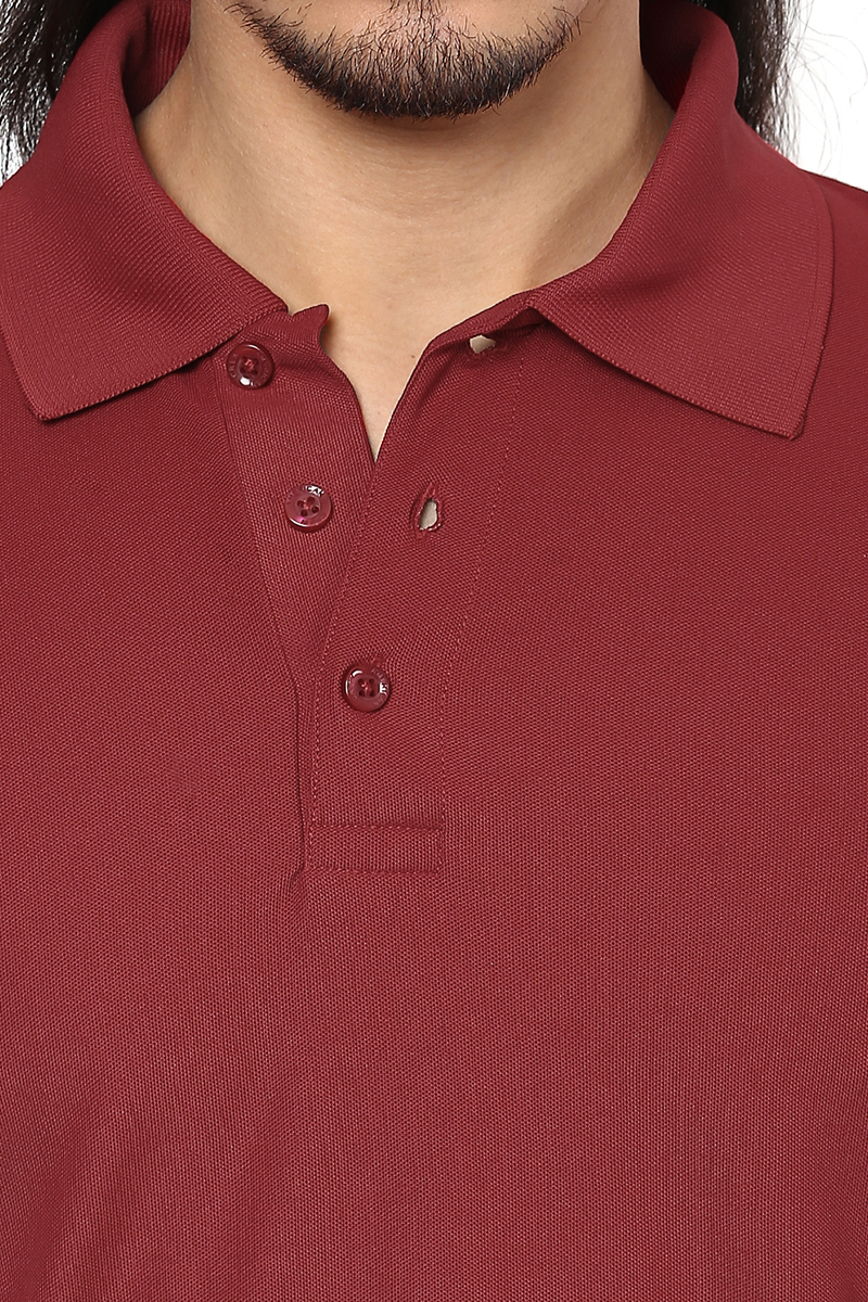 T-Shirts / Polo Collar / Honeycomb / Maroon - 6