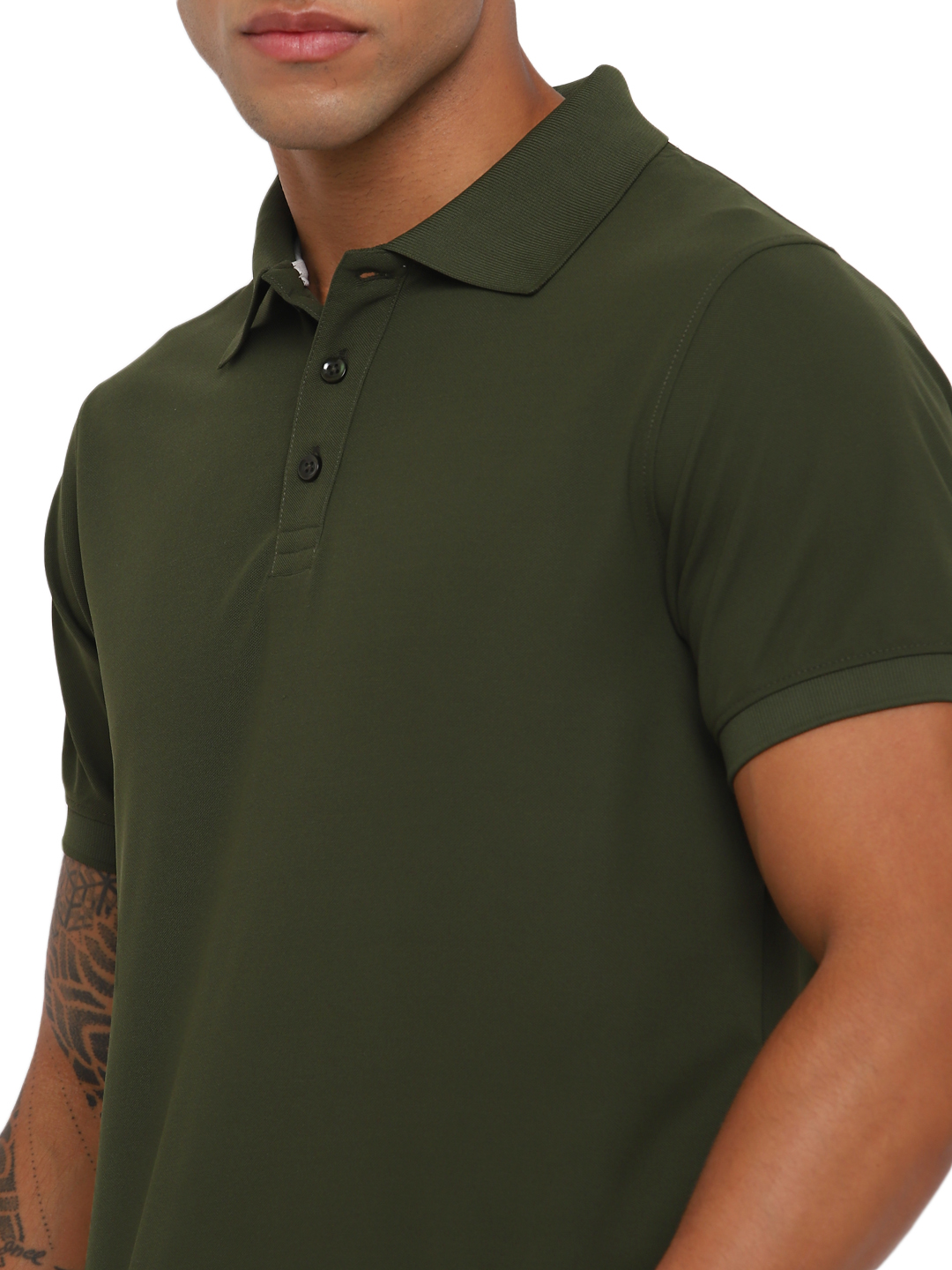 T-Shirts / Polo Collar / Honeycomb / Olive Green - 5