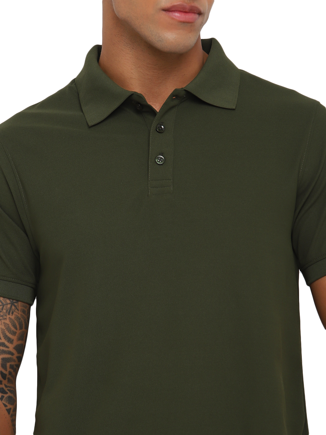 T-Shirts / Polo Collar / Honeycomb / Olive Green - 6