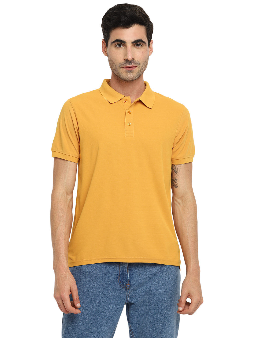 T-Shirts / Polo Collar / Honeycomb / Mustard Yellow