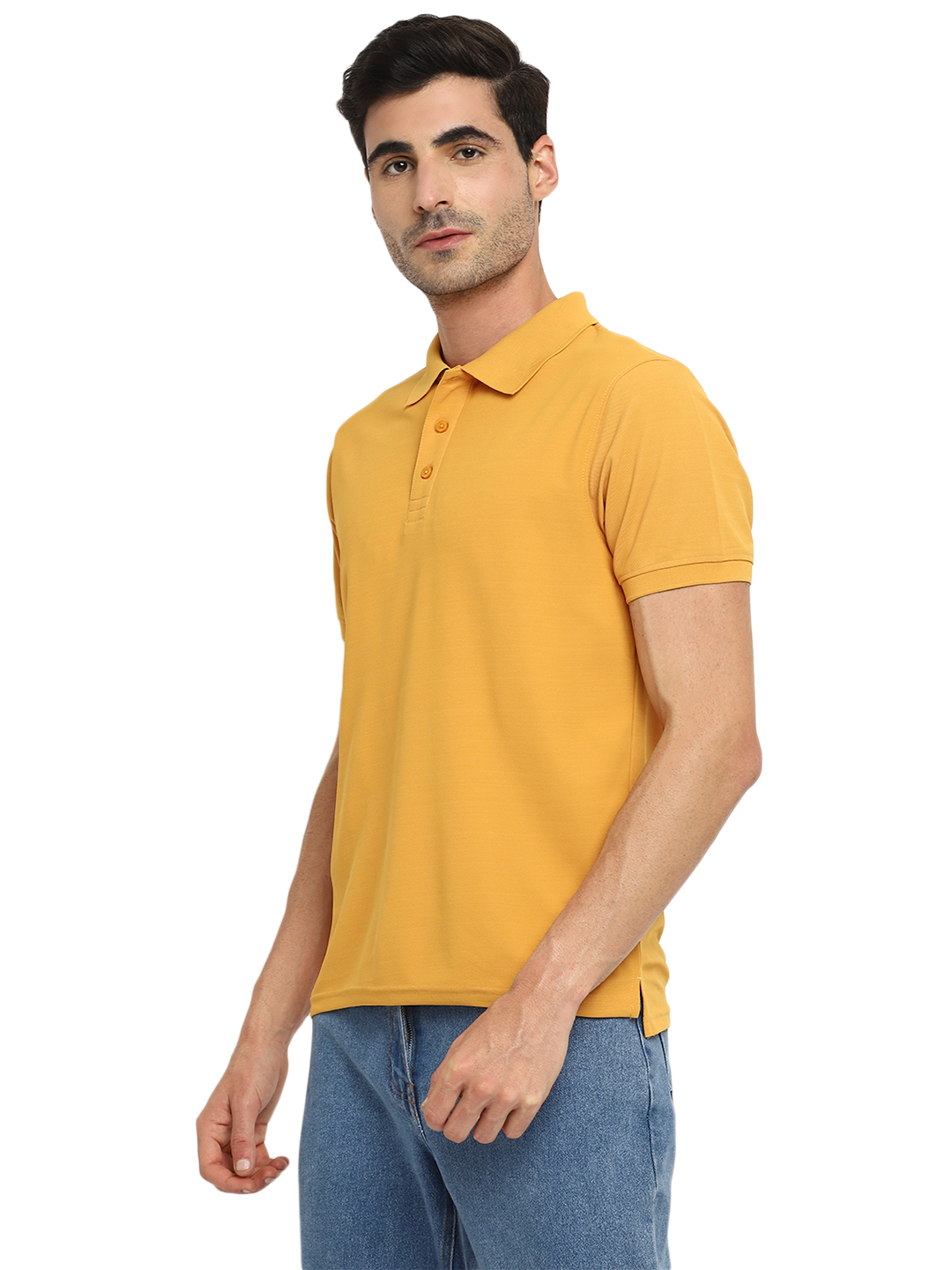 T-Shirts / Polo Collar / Honeycomb / Mustard Yellow - 2